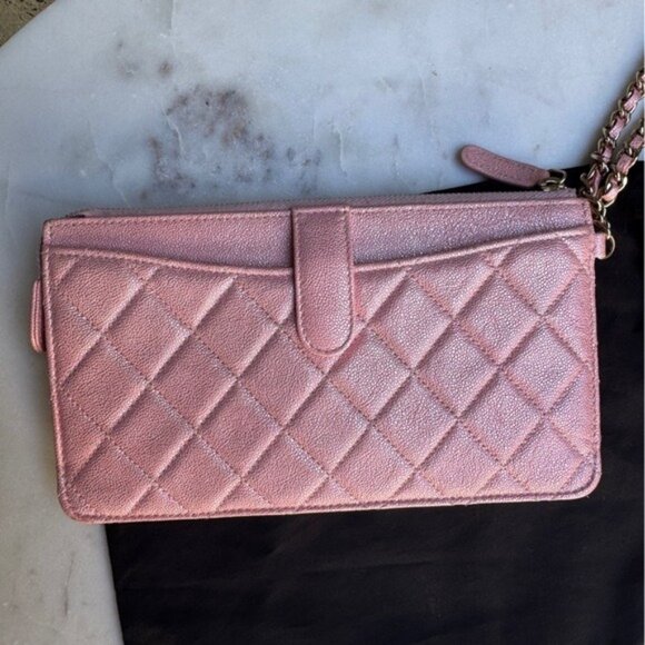Chanel Iridescent Caviar Leather Quilted Classic Pouch With Handle Wristlet - Picture 6 of 16